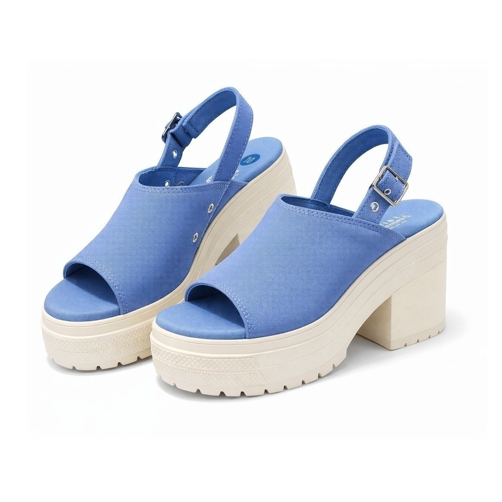 Converse Chuck Taylor All Star De Luxe Heel Sandal Blue Canvas A13810F Womens 10